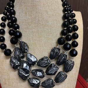 Bold Black and Silver Multi-Strand Necklace